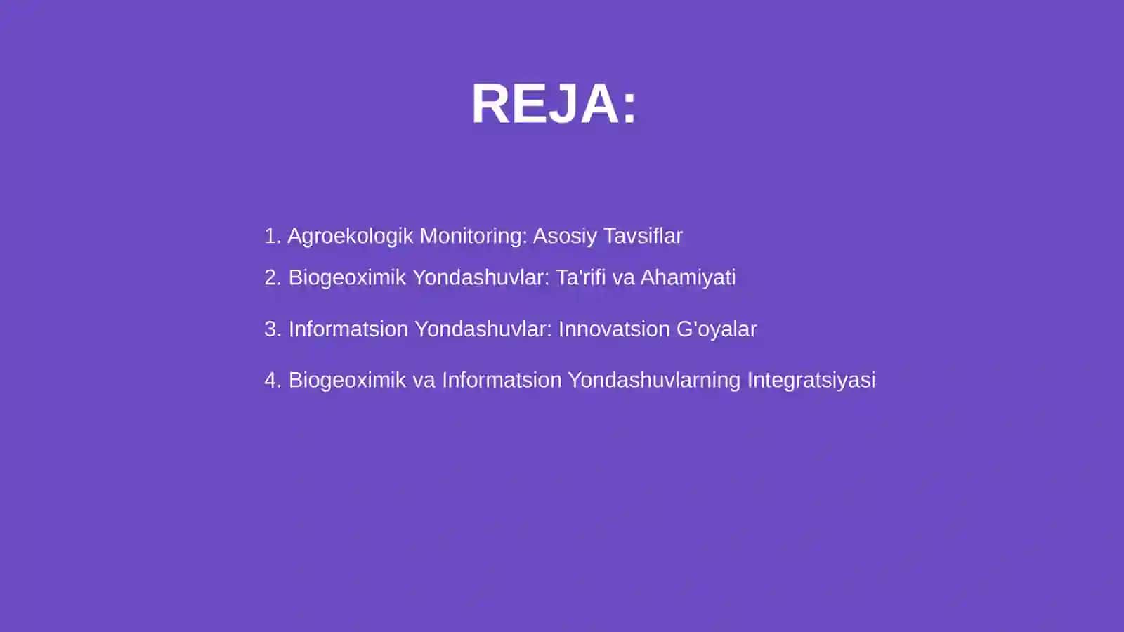 Agroekologik Monitoring: Asosiy Tavsiflar 2