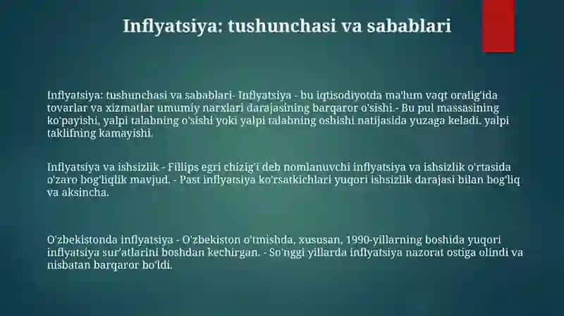 Infilatsiya Va Ishsizlik Urtasidagi Bogliklik Reja Uzbekistondagi Inflatsiya 2