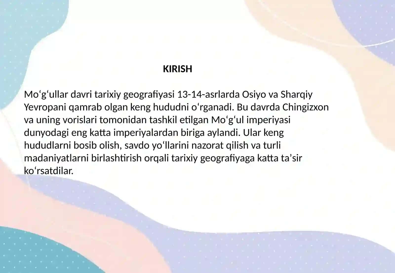 Moʻgʻullar davri tarixiy geografiyasi 2