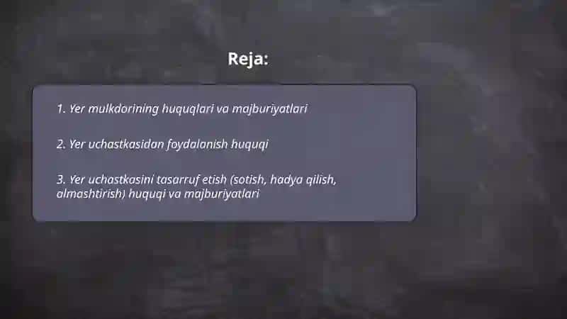 Yer uchastkasi huquqlari va majburiyatlari 2
