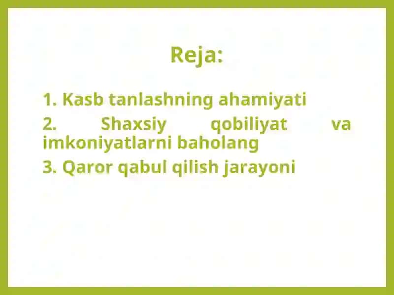 Kasb tanlashda yanglishmaslik 2