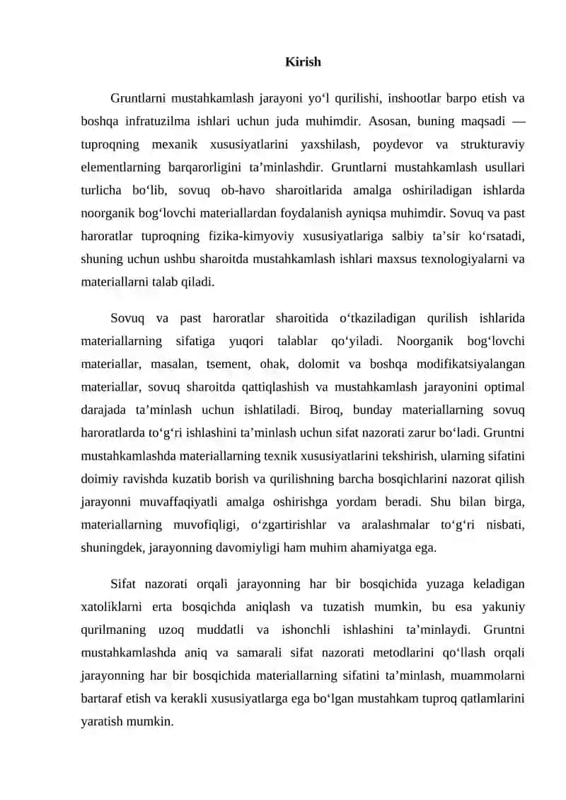Gruntlarni mustahkamlashda noorganik bogʻlovchi materiallar bilan mustahkamlash ishlarida sifat nazorati 2