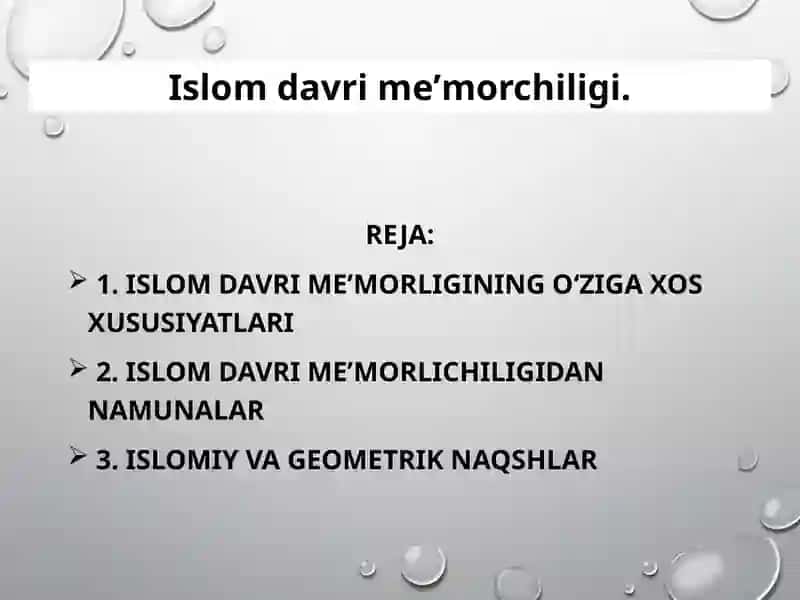 Islom davri meʼmorchiLIGI 2