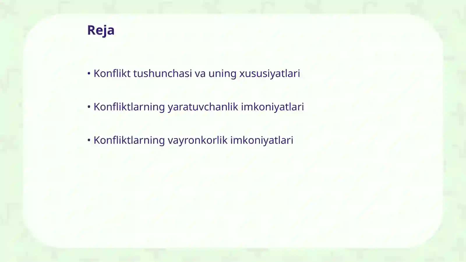 Konfliktining yaratuvchanlik va vayronkorlik imkoniyatlari 2