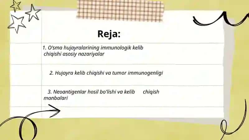 Immunopatologiya o’sma hujayralarini kelib chiqish ahamiyati 2
