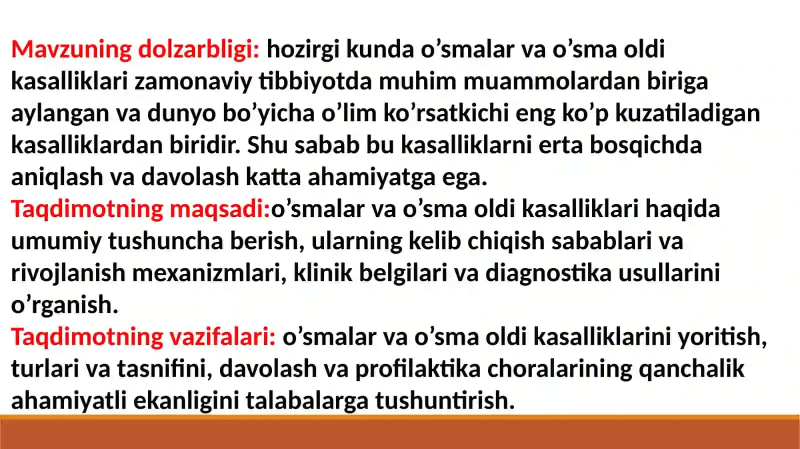 O'sma oldi kasalliklari va o'smalar 2