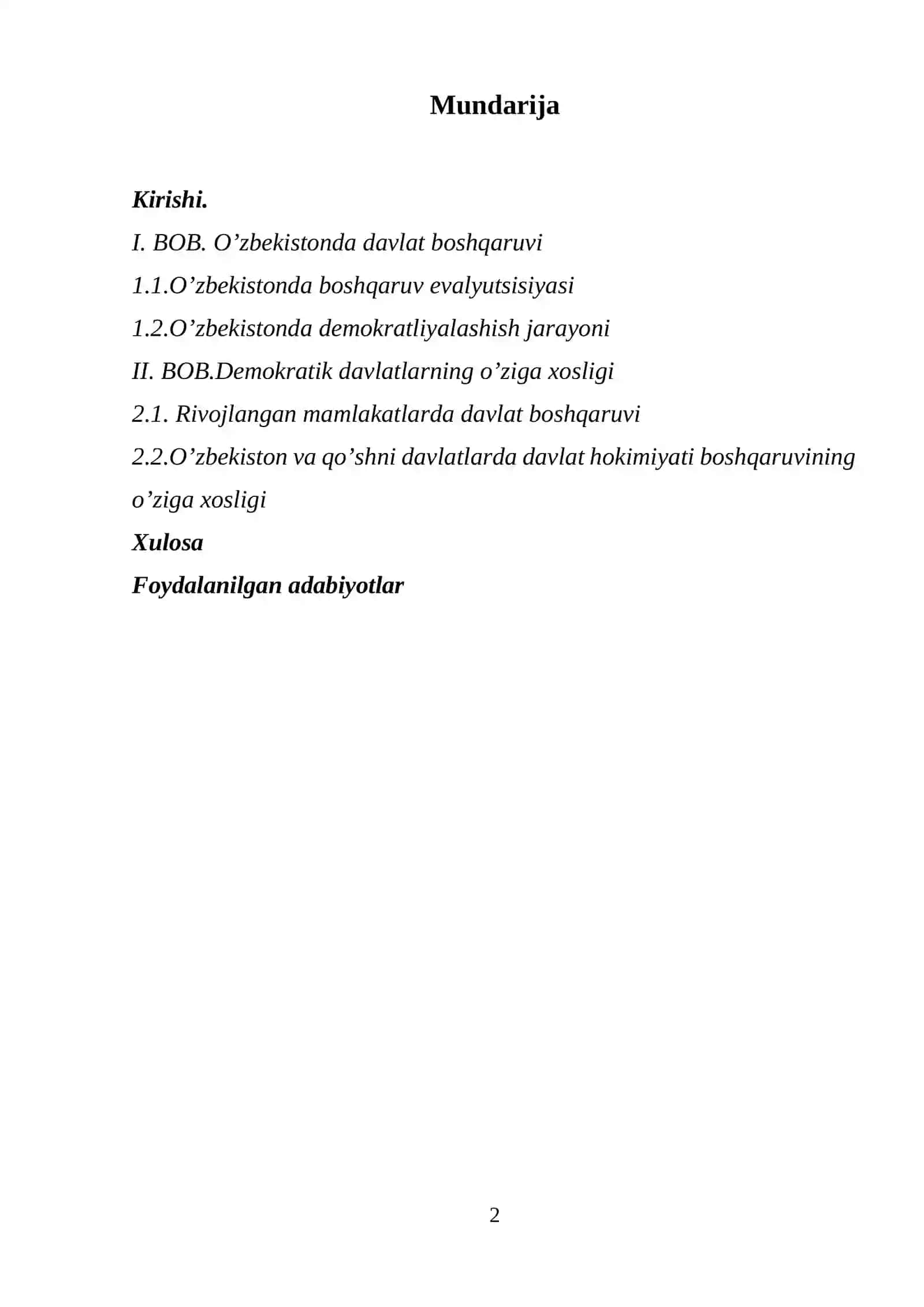 O’zbekistonda davlat hokimiyati va boshqaruvni demokratiyalashtirish jarayonlarining o’ziga xosligi 2