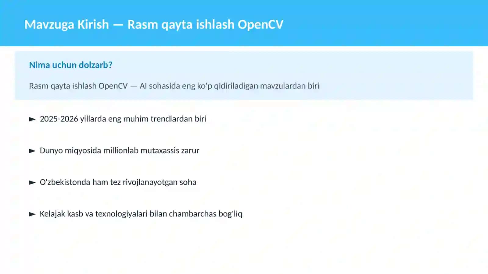 Rasm qayta ishlash OpenCV 2