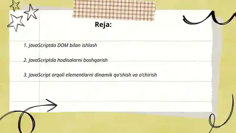 Java Scpt dasturi yordamida web sahifa yaratish va bizash 2