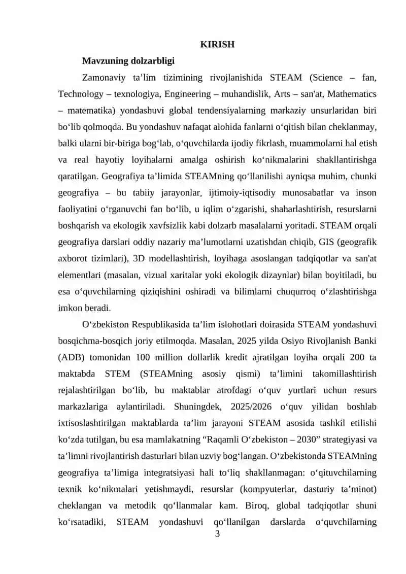 Geografiya ta’limida STEAM yondashuvining o‘rni va uni integratsiya qilish metodikasi 2