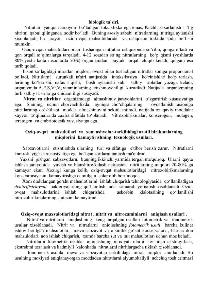 O‘simliklarda qo‘llaniladigan moddalar va ularning birikmalari bilan ifloslanishi 2