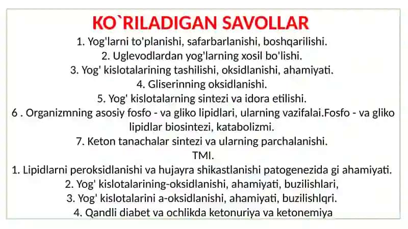 Yog`larning oraliq oksidlanishi 2