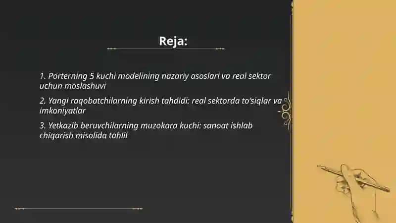 Porterning 5kuchi modeli:real sektor misolida tahlil qilish 2