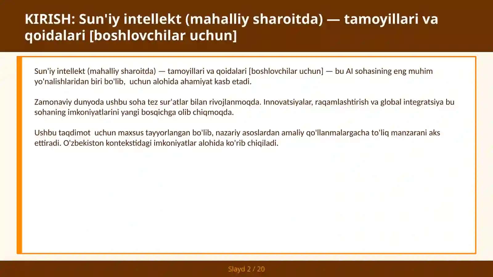 Sun'iy intellekt (mahalliy sharoitda) — tamoyillari va qoidalari [boshlovchilar uchun] 2