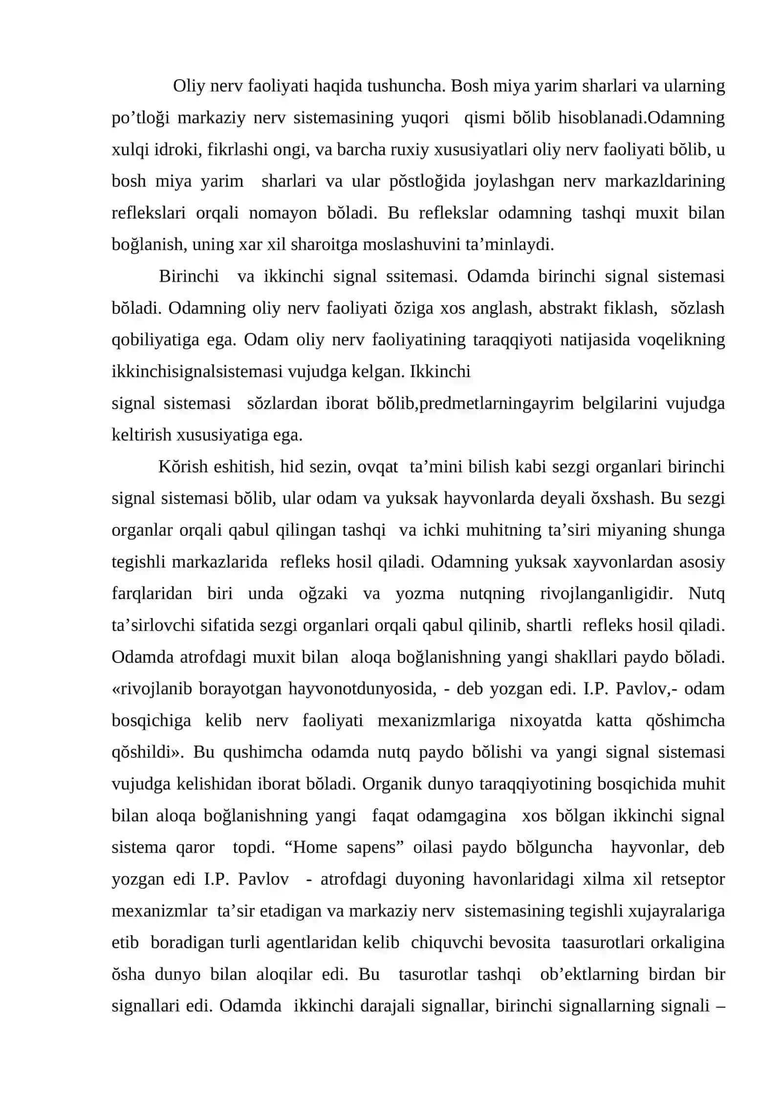 Oliy nerv faoliyati fiziologiyasi 2
