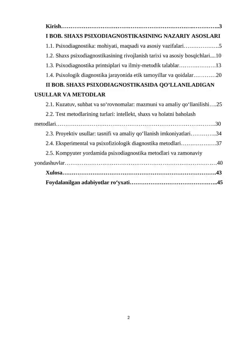 Shaxs psixodiagnostikasida qo’llaniladigan metodikalar tasnifi. 2