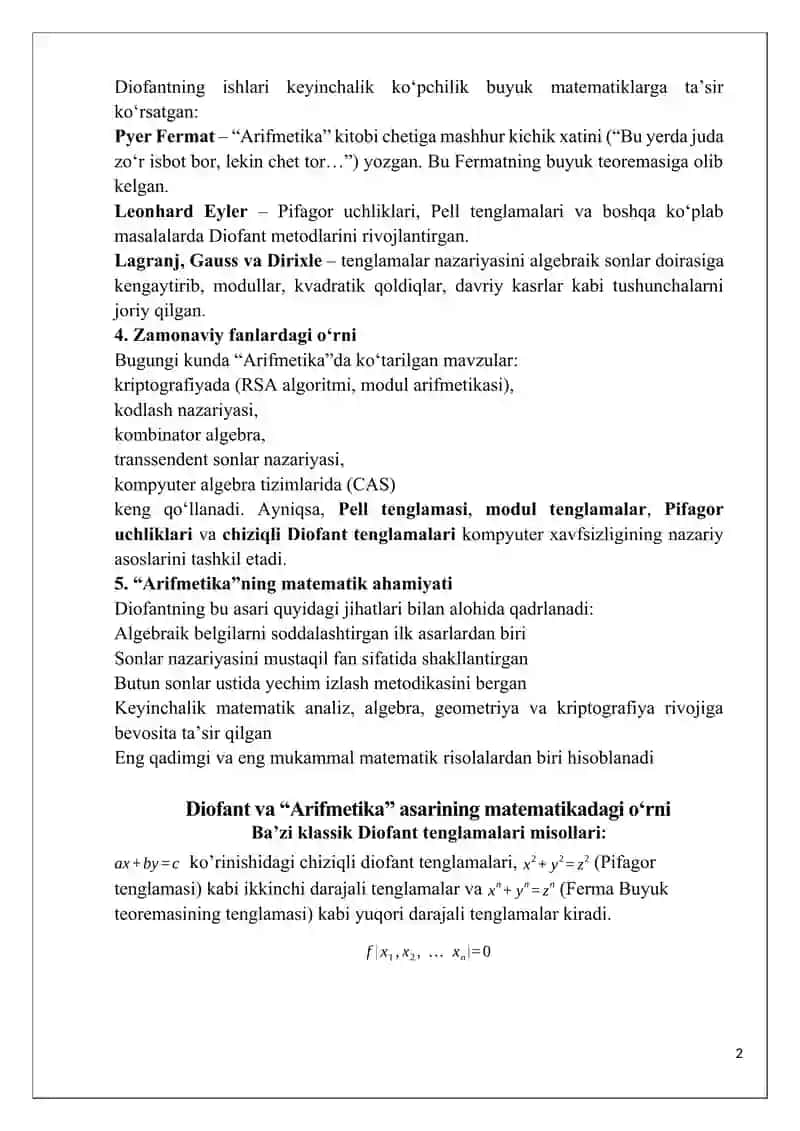 Diofant tenglamalari 2