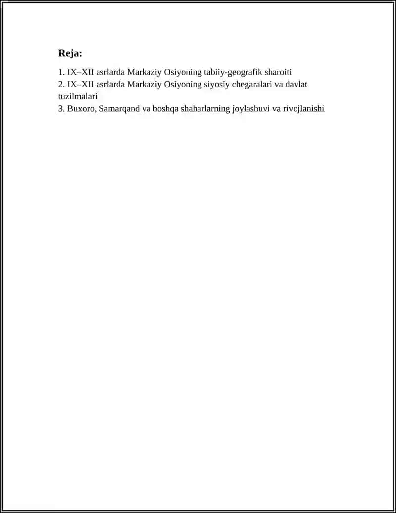 IX-XII ASRLARDA MARKAZIY OSIYONING TARIXIY GEOGRAFIYASI 2