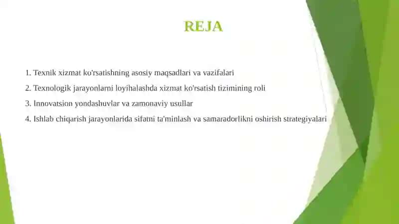 Texnik xizmat ko'rsatishning asosiy maqsadlari va vazifalari 2
