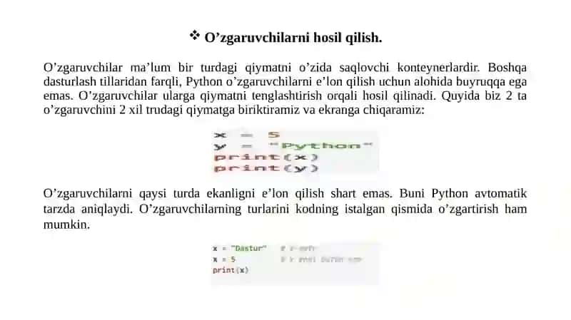 Pythondao`zgaruvchilar 2