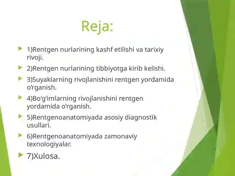 Rentgen nurlarini o‘rganish tarixi,suyak va bo‘g‘imlar rivojlanishini rentgen nurlari yordamida o’rganish 2