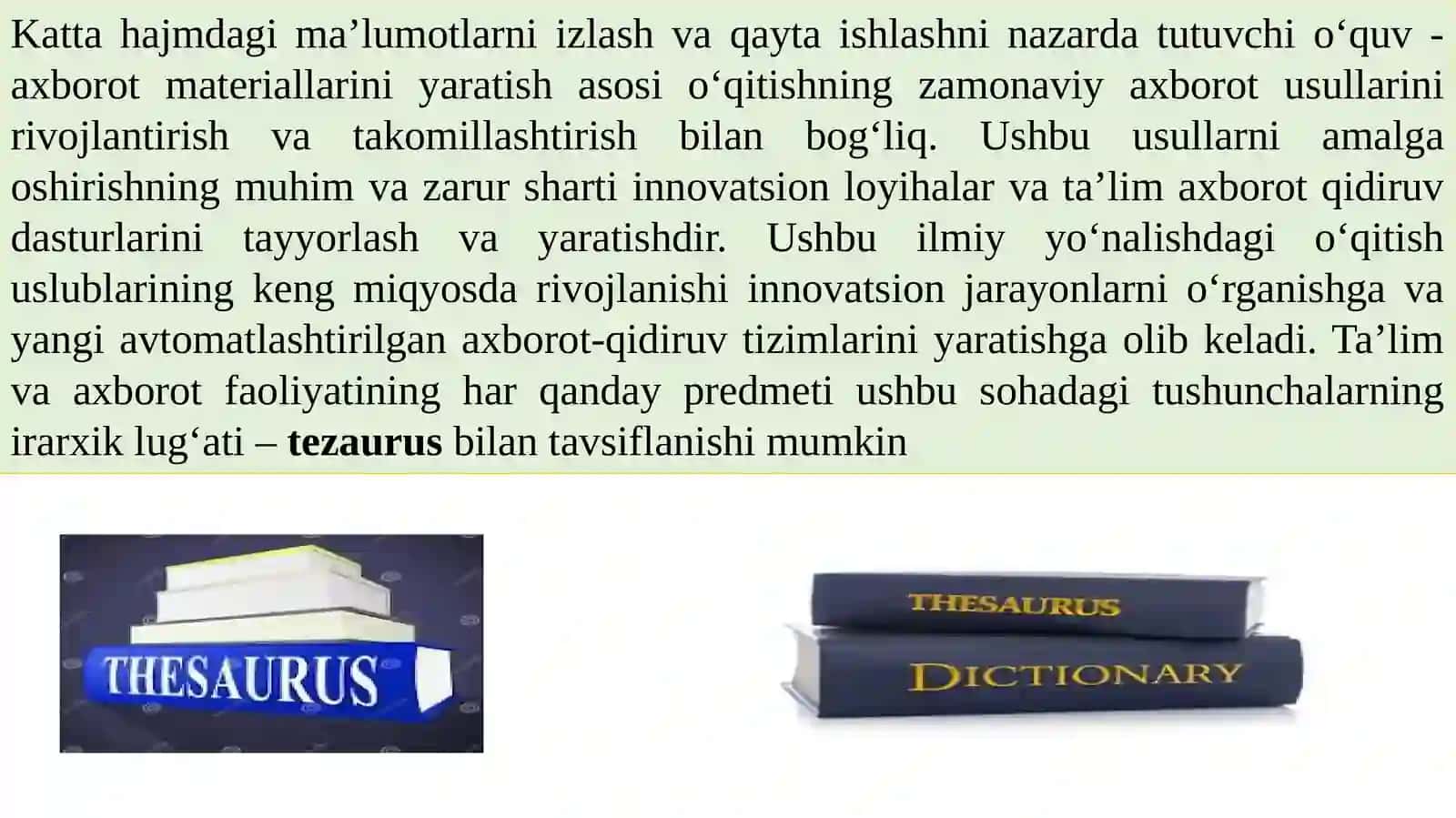 O‘ZBEKCHA TEZAURUS LUG‘ATINI YARATISH 2