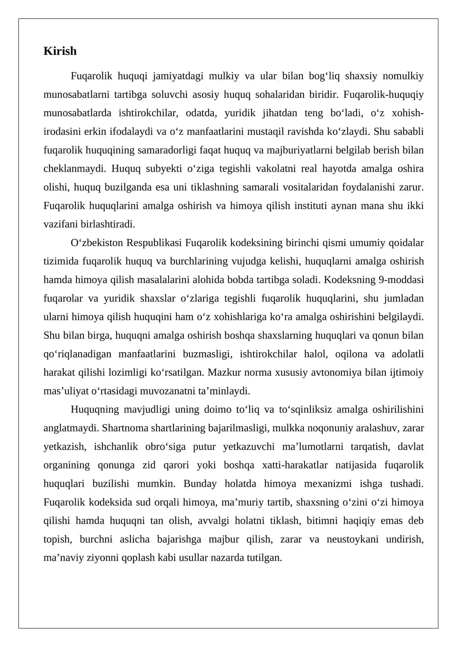 Fuqarolik huquqlarini amalga oshirish va himoya qilish 2