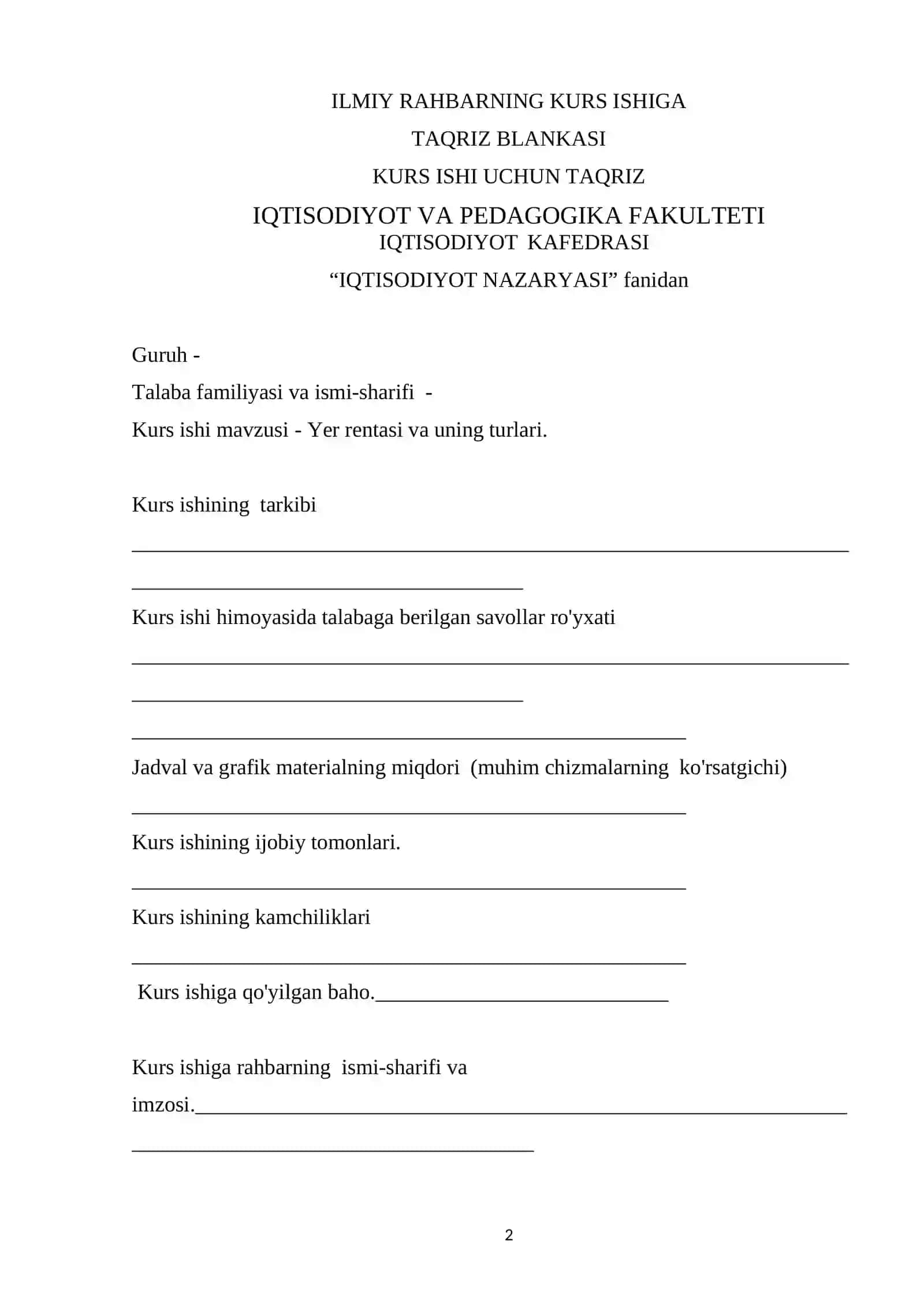 Yer rentasi va uning turlari 2