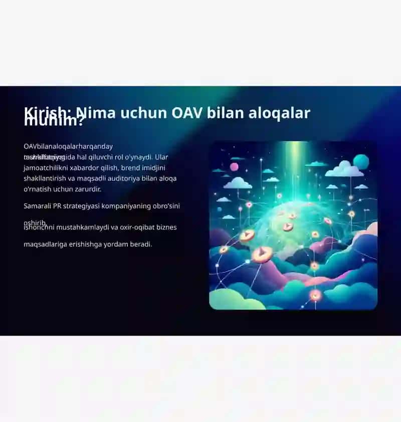 OAV bilan aloqalar va PR matbuot uchun maxsus tadbirlar 2