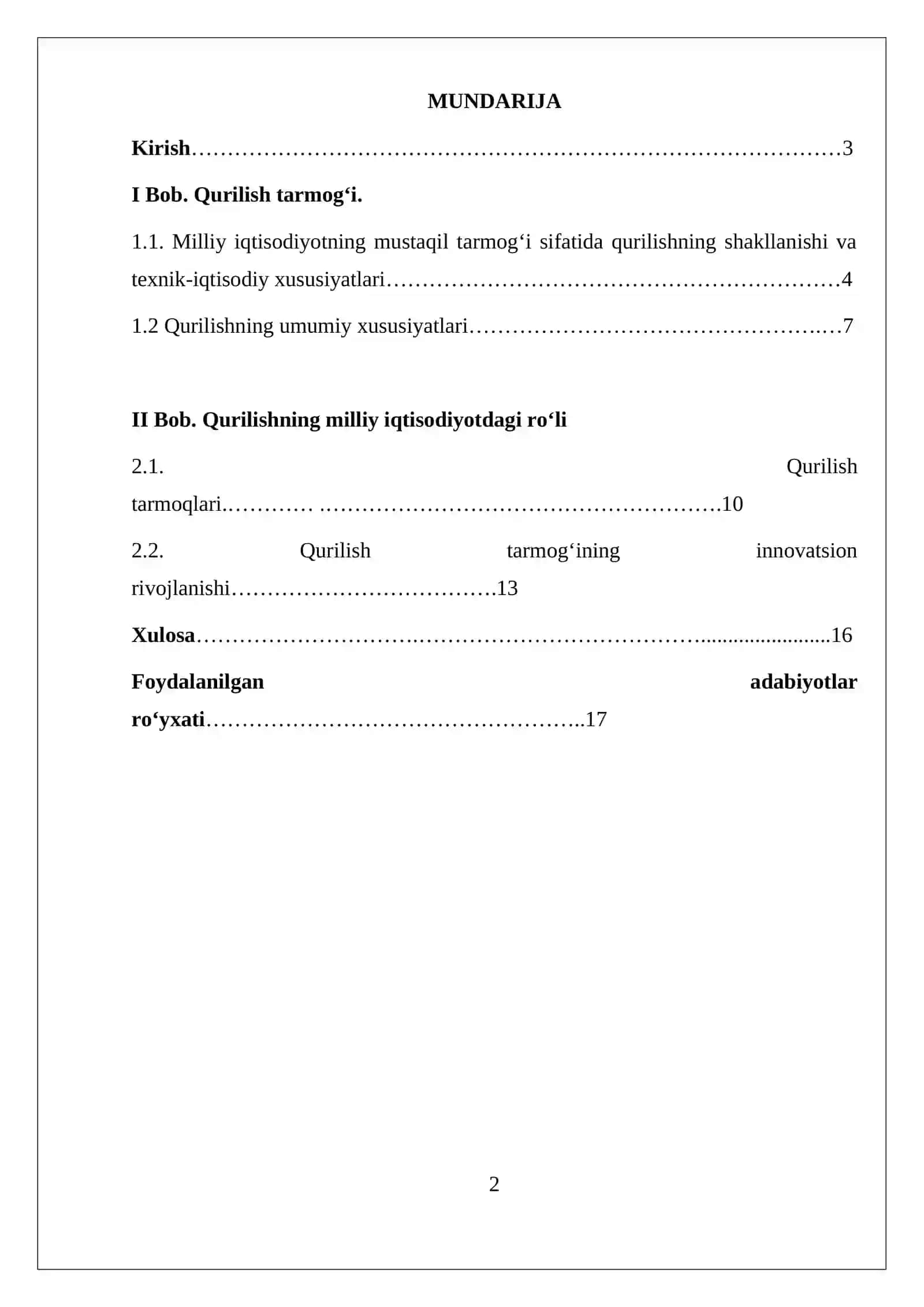 “Qurilish materiallari ishlab chiqarish tarmogʻining iqtisodiy xususiyatlari” 2