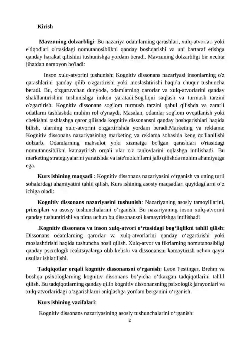 Kognitiv dissonans nazariyasi 2