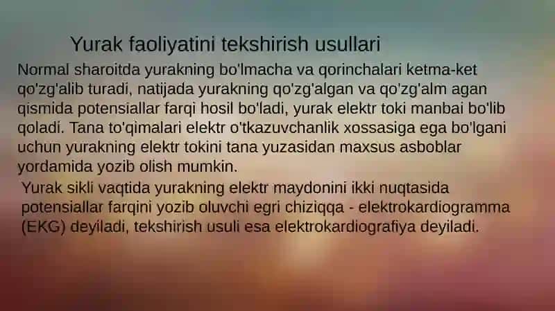 Yurak faoliyatini tekshirish usullari 2