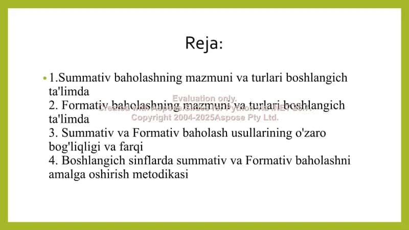 Boshlangich sinflarda summativ va formativ baholash usullari 2