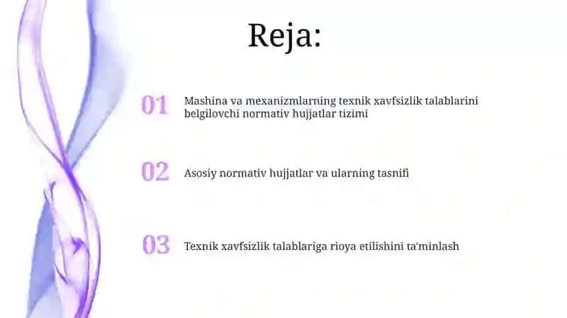 Mashina va mexanizimlar uchun texnika xavfsizligi talablari keltiriladigan me‘yoriy hujjatlar tizimi 2
