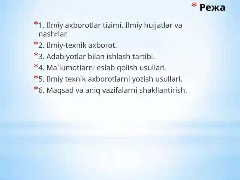 Ilmiyaxborotlarni qidirish, to‘plash va ilmiy-texnik axborot bilanishlash 2