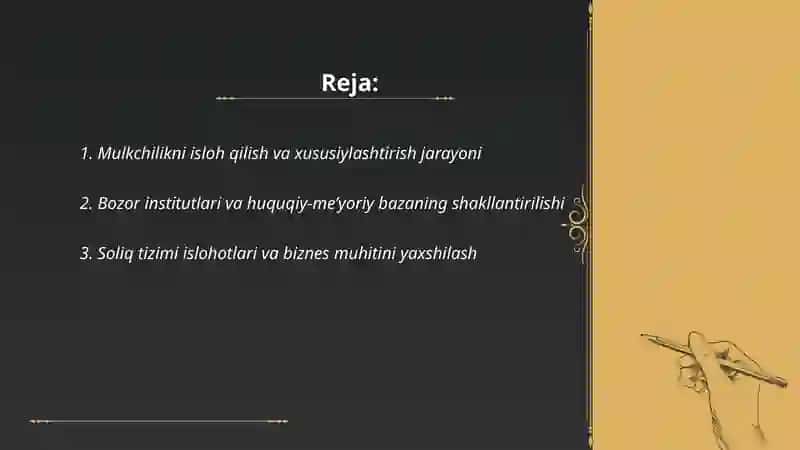 Mulkchilikni isloh qilish va xususiylashtirish jarayoni 2