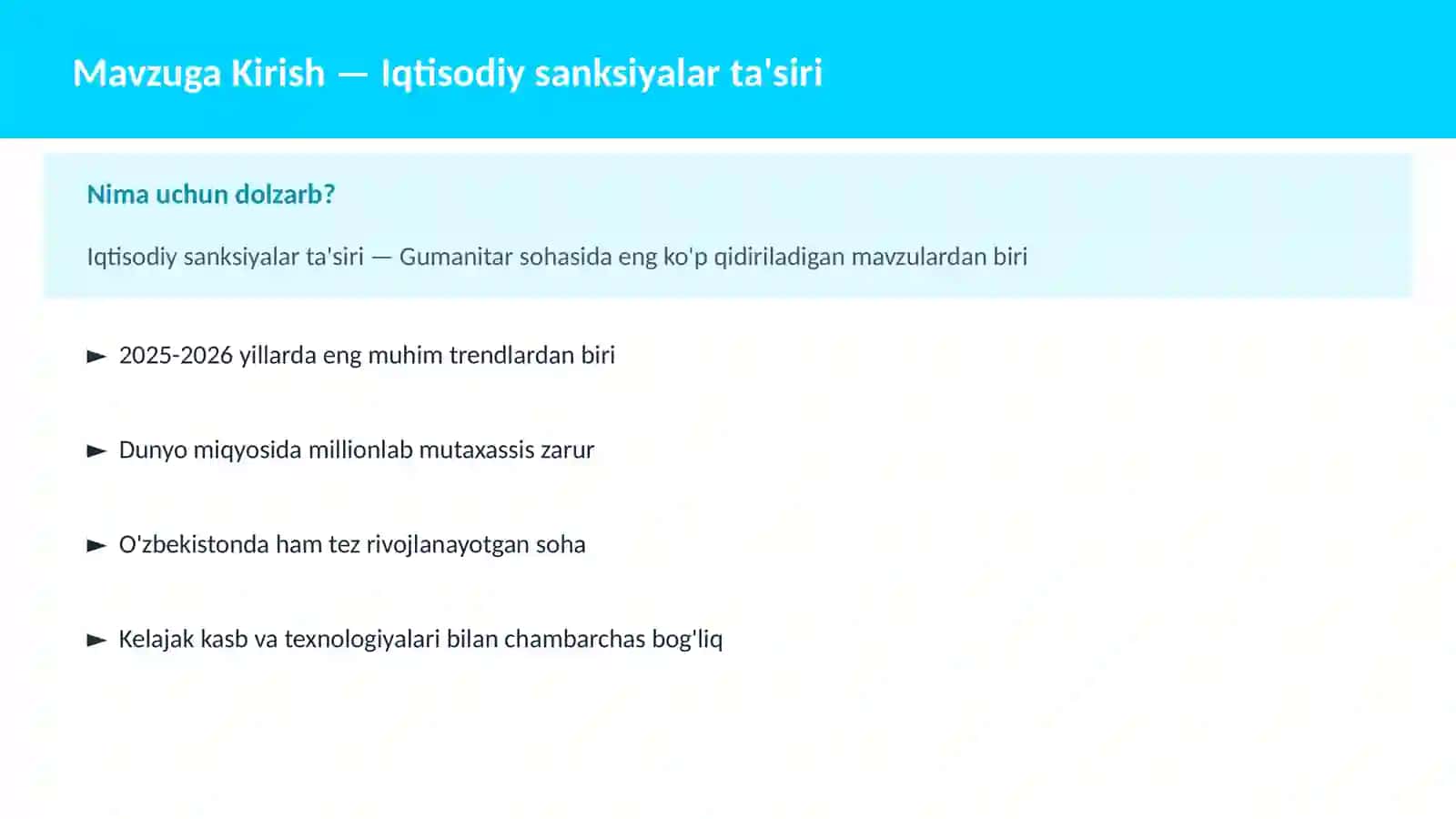 Iqtisodiy sanksiyalar ta'siri 2