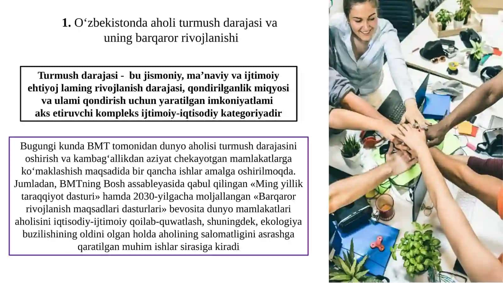 Turmush darajasi va barqaror rivojlanishi 2