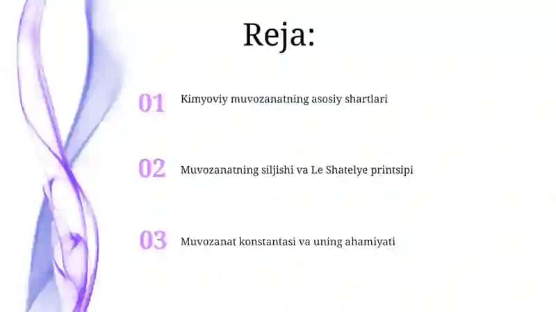 Kimyoviy muvozanatning asosiy shartlari 2
