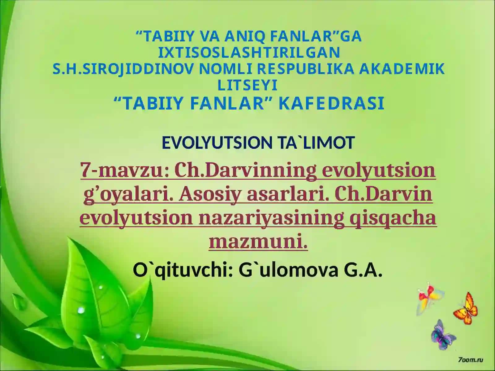 EVOLYUTSION TA`LIMOT7 2