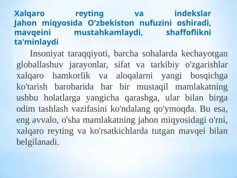Xalqaro reyting vaindekslar 2