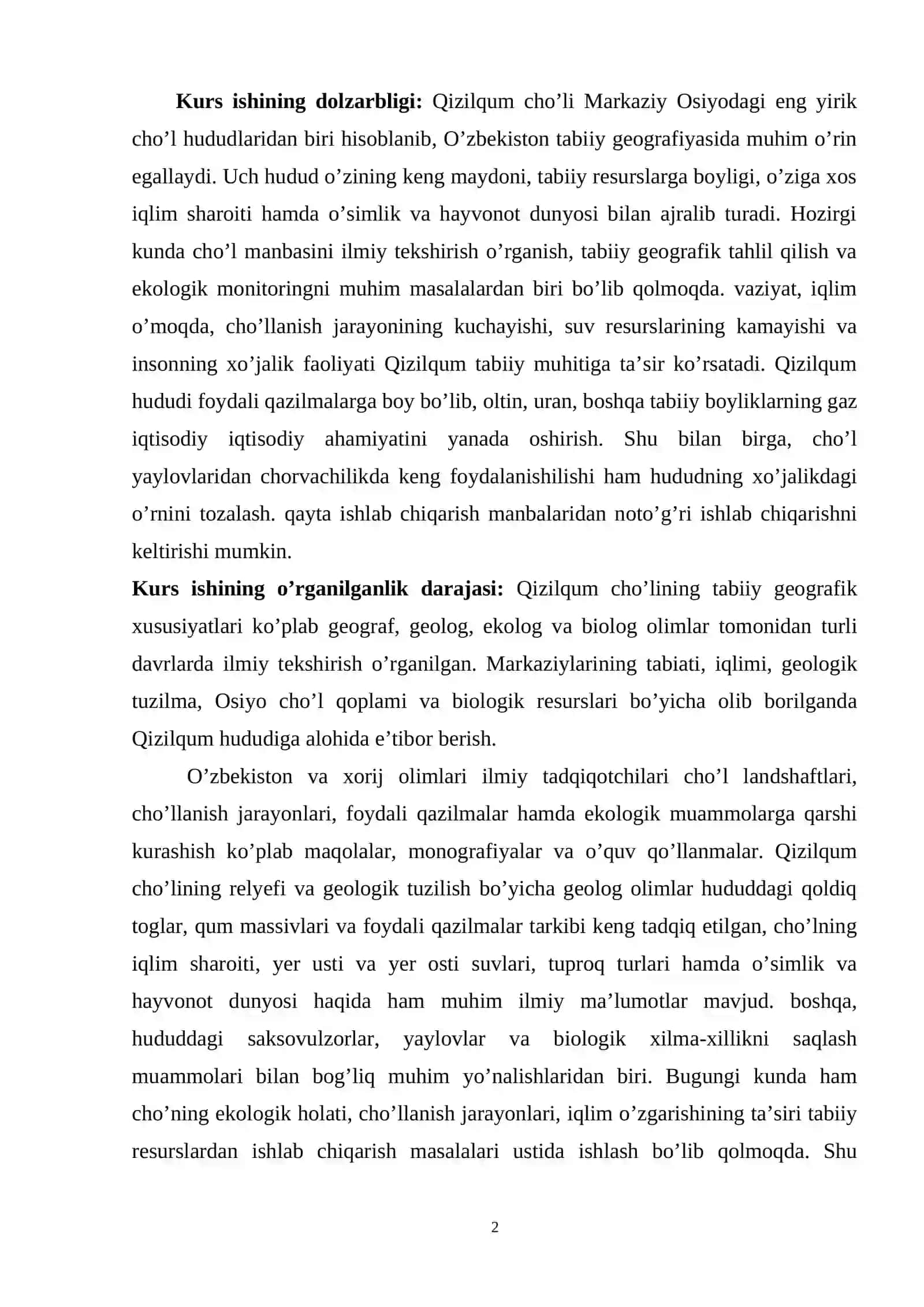 QIZILQUM CHO’LIGA TABIIY GEOGRAFIK TAVSIF 2