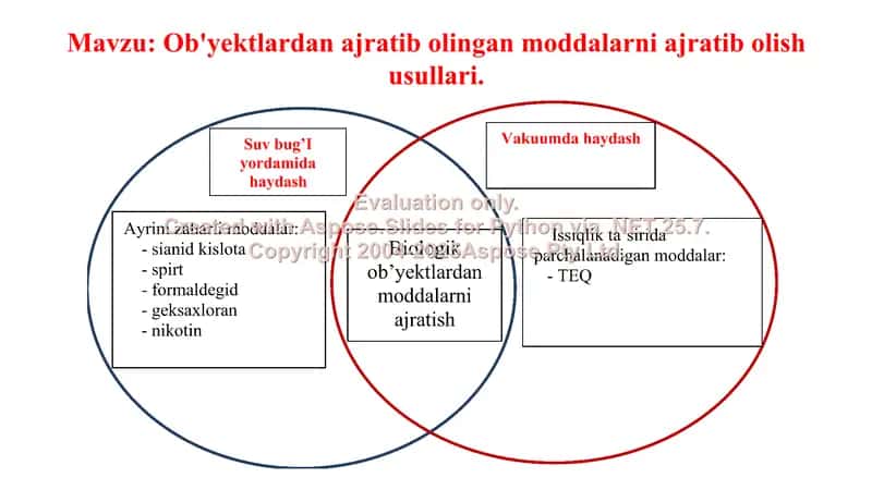13. Ob'yektlardan ajratib olingan moddalarni ajratib olish usullari. Venn diagrammasi. 2
