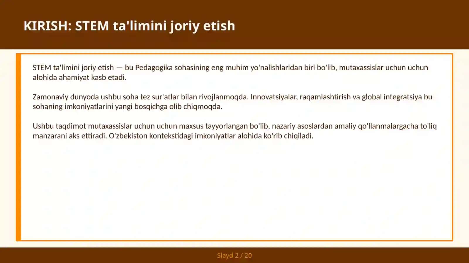 STEM TA'LIMINI JORIY ETISH 2