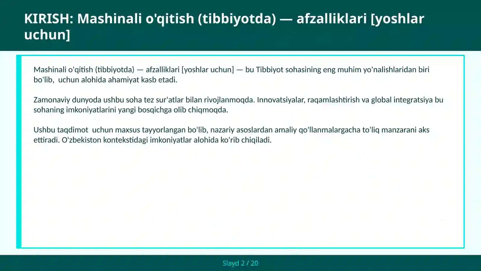 Mashinali o'qitish (tibbiyotda) — afzalliklari [yoshlar uchun] 2