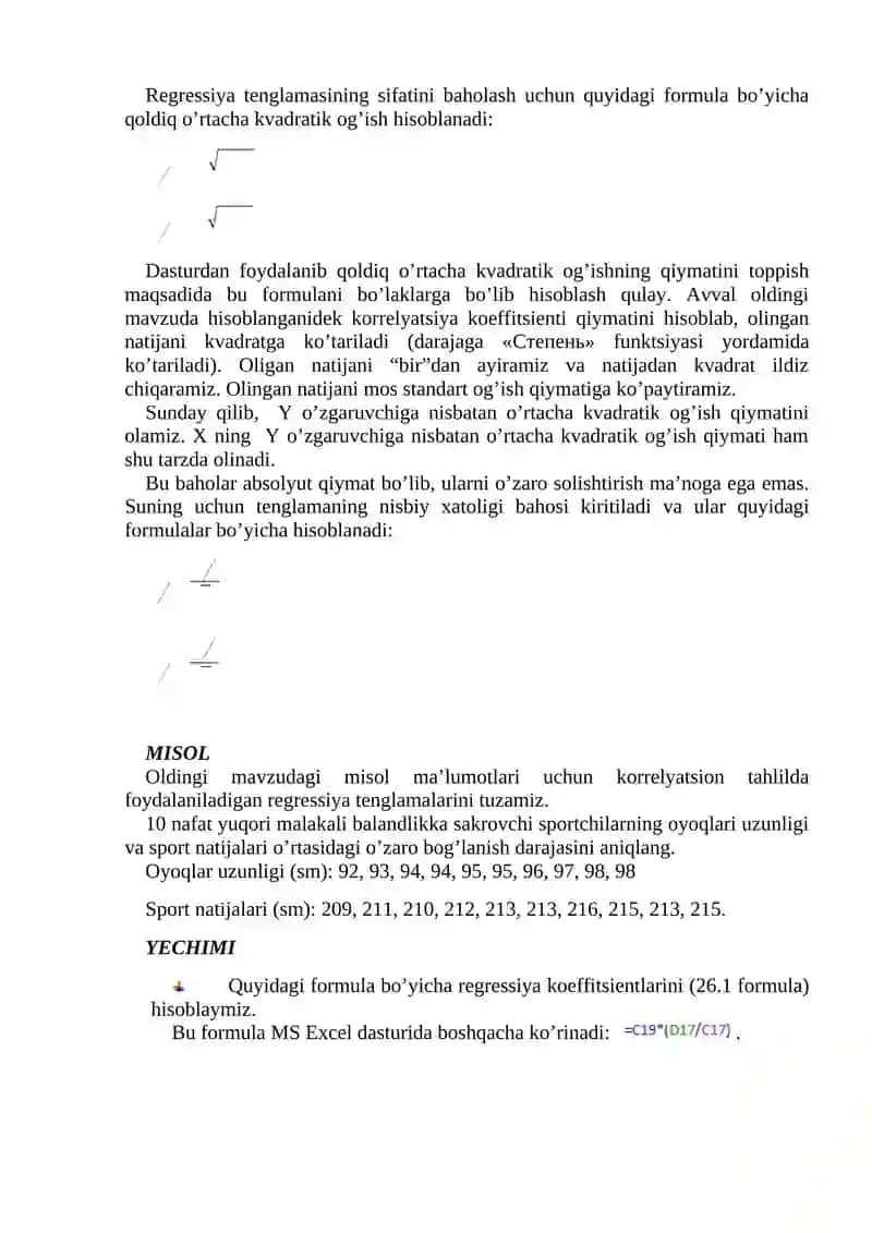 MA’RUZA. REGRESSION TAHLIL 2