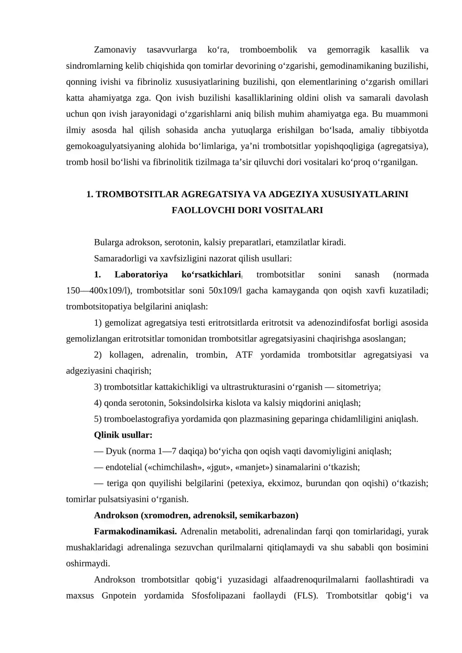 Qon ivishiga, qon tuqimasiga ta’sir qiluvchi dori vositalarining klinik va farmakologik tavsifi 2