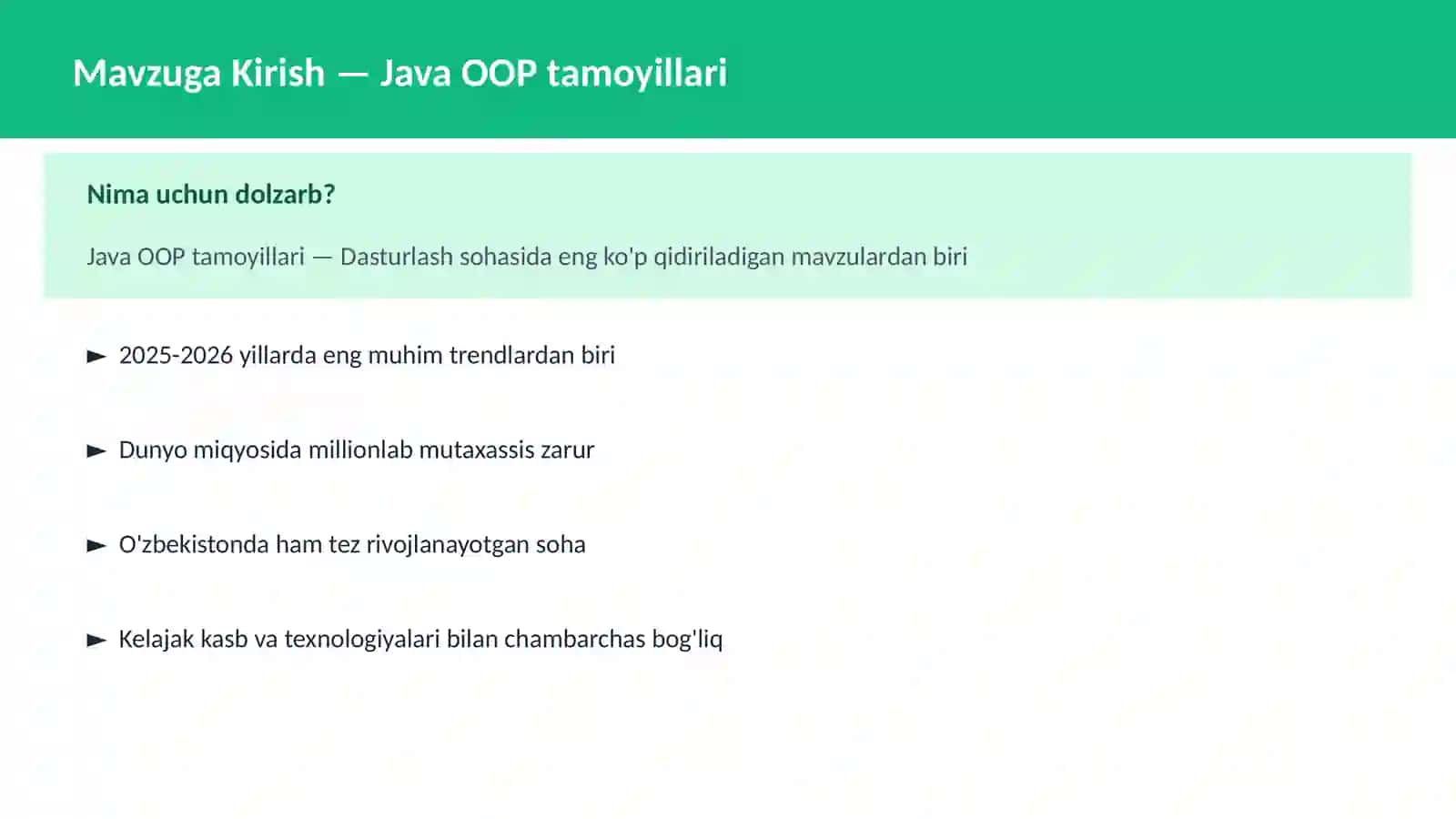 Java OOP tamoyillari 2