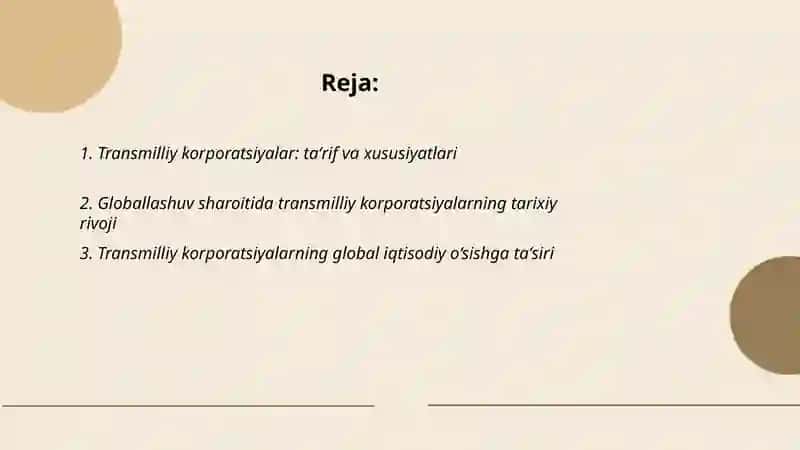 Transmilliy korporatsiyalar: taʼrif va xususiyatlari 2