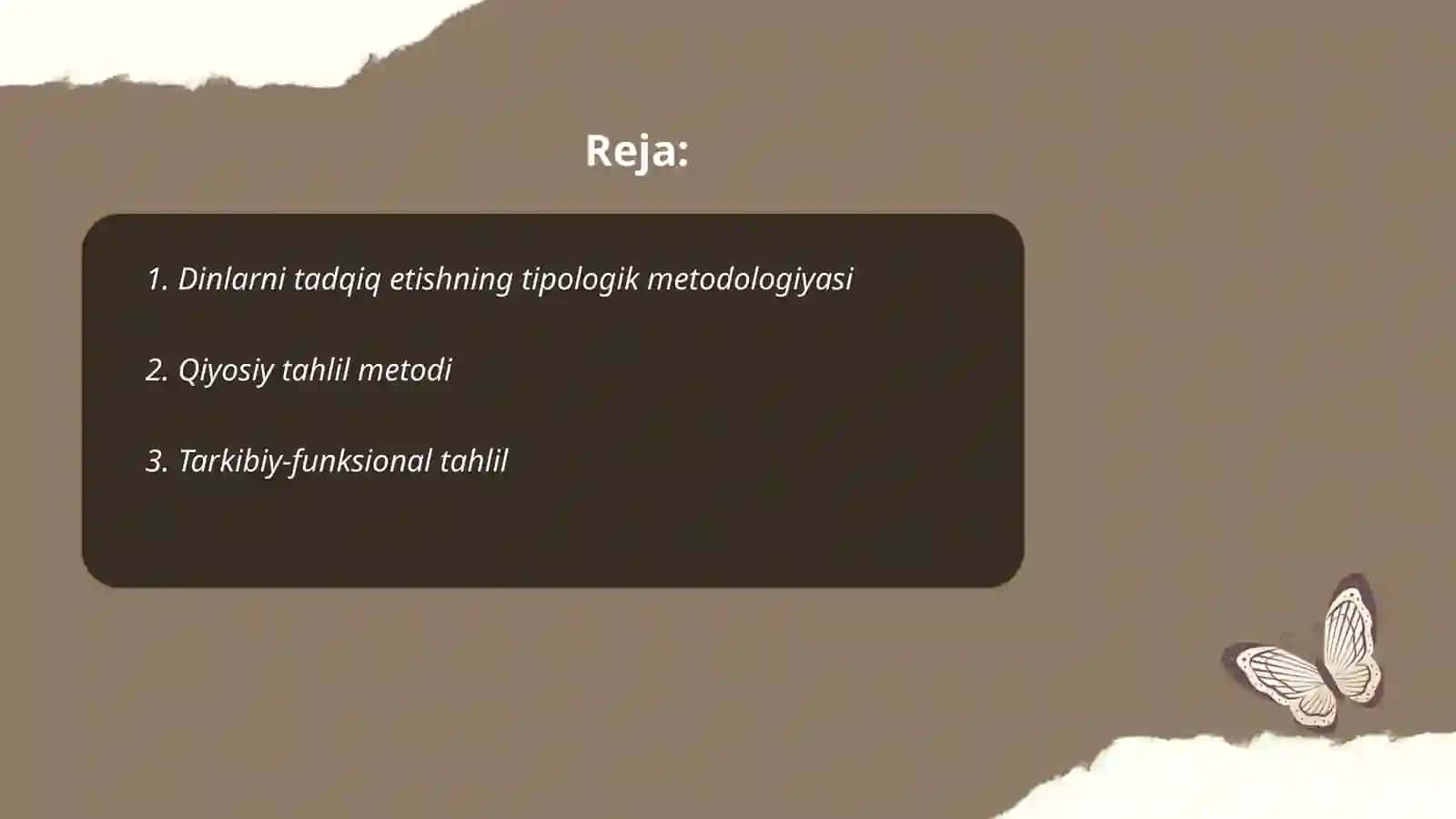 Dinlarni tadqiq etish metodologiyasi 2
